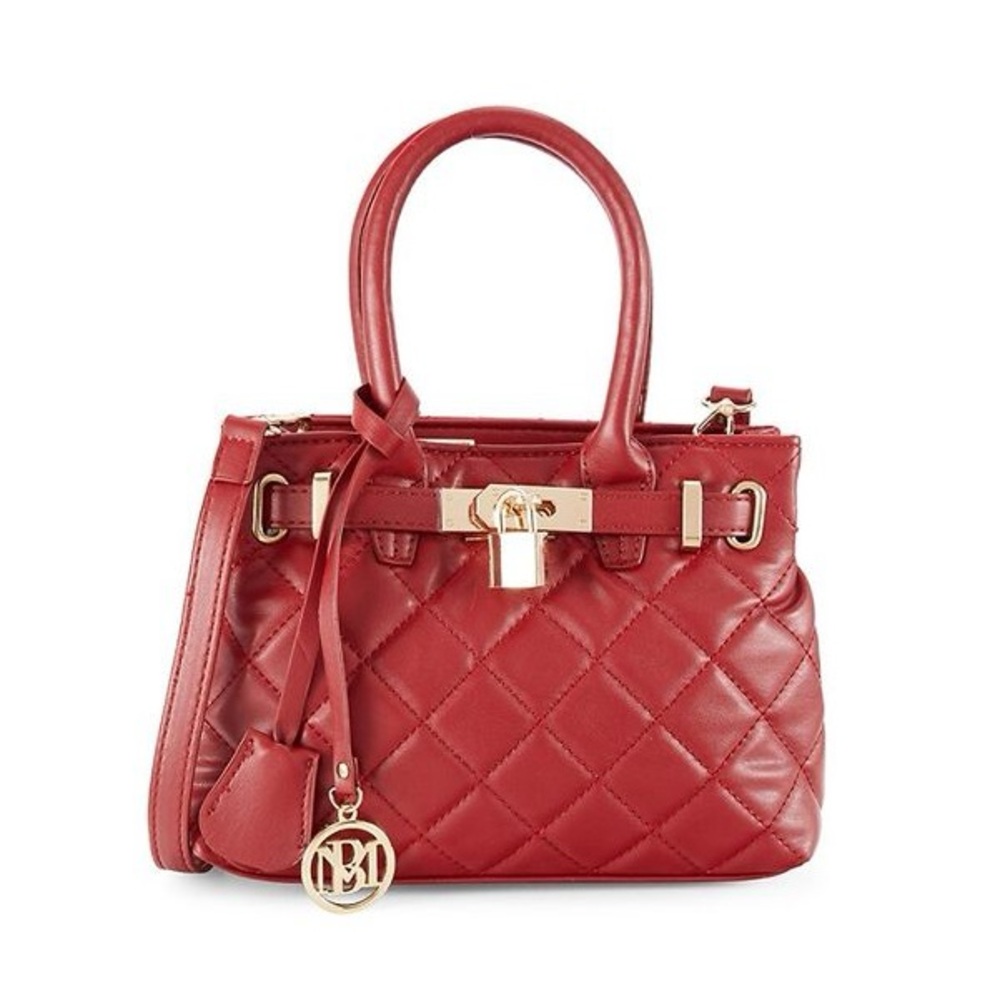 Studio Badgley Mischka BM-4162 Brick Red Quilted Mini Tote Crossbody NWT - Picture 7 of 15